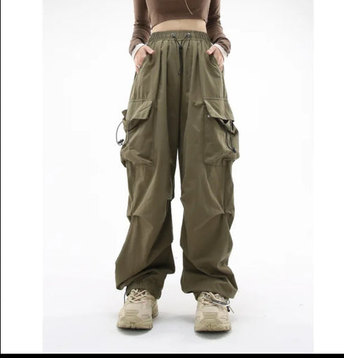 Parachute Cargo Drawstring Low Waist Pants